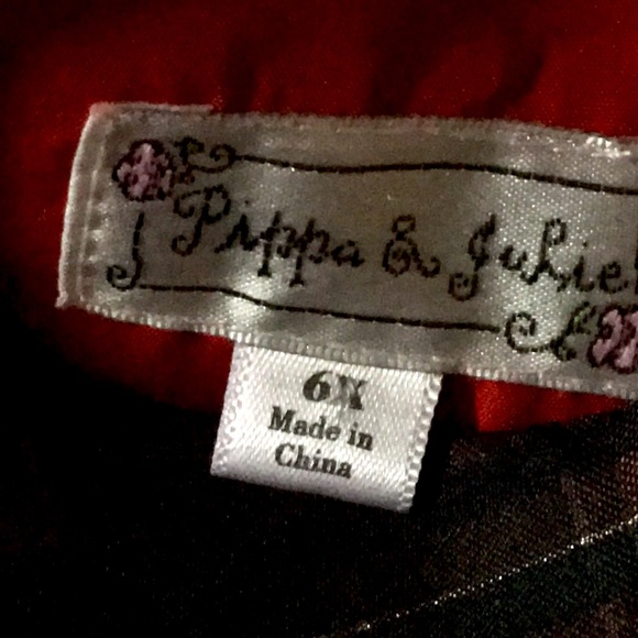 Pippa & Julie red plaid sparkly belted dress 6X - Picture 6 of 6